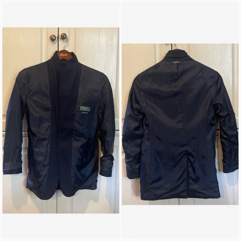 Polo Ralph Lauren Blazer Boys 20 Navy Blue Equestrian Gold Button Vintage Union‎